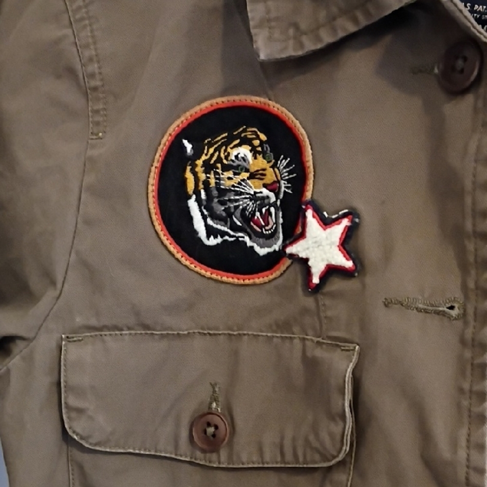 Abercrombie & Fitch Olive Green Bomber Jacket with Red Trim - Picture 3 of 5